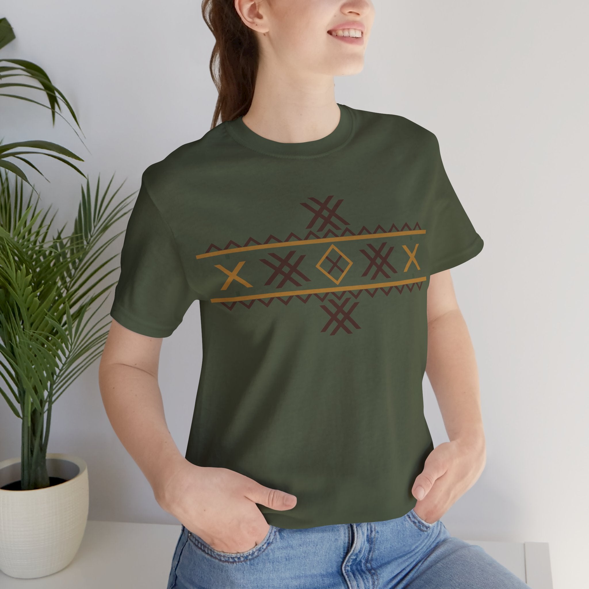 Wolf Fangs Motif, Ancient Symbols T-Shirt, Lightweight