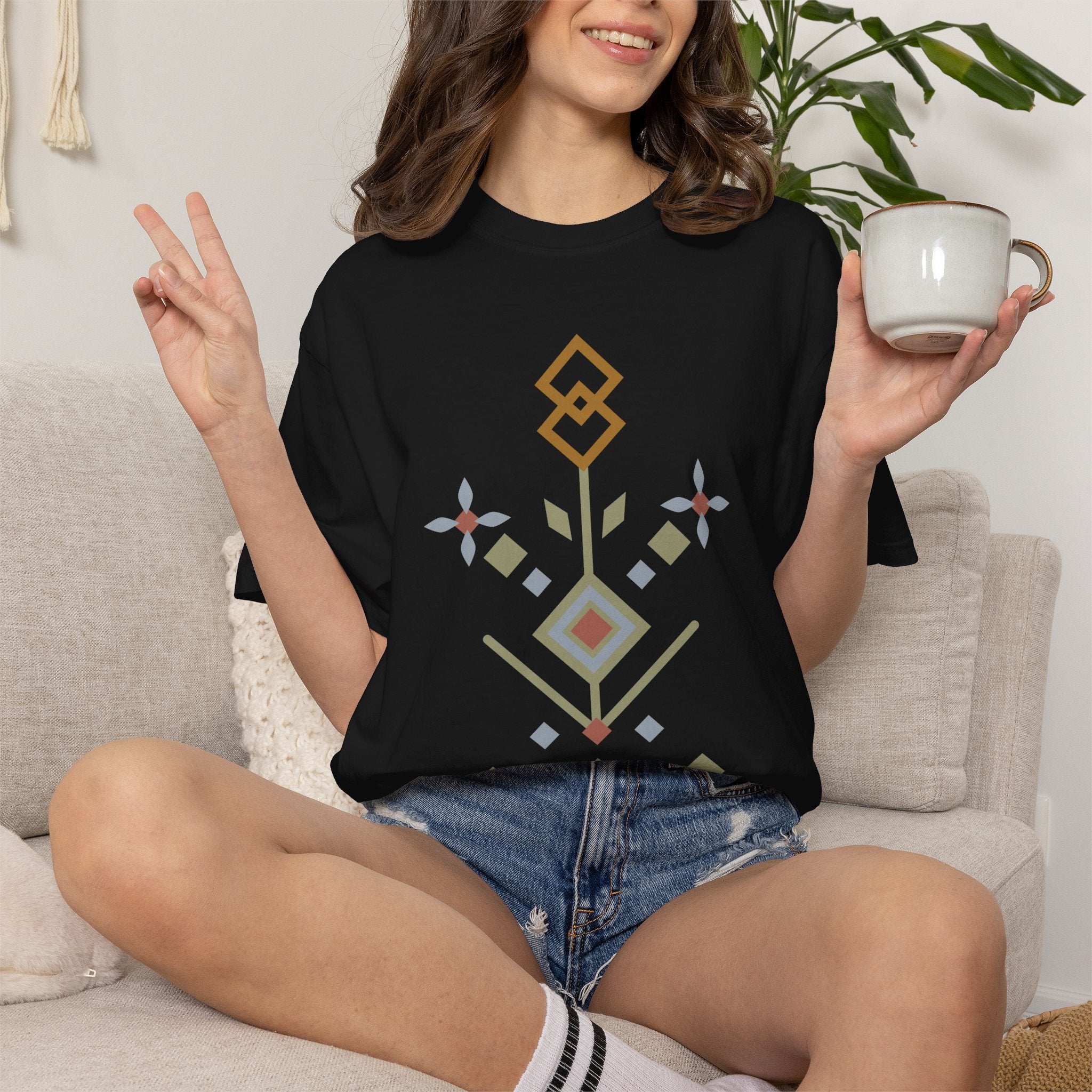 Geometric Frost Pattern, Ancient Symbols T-Shirt, Heavyweight