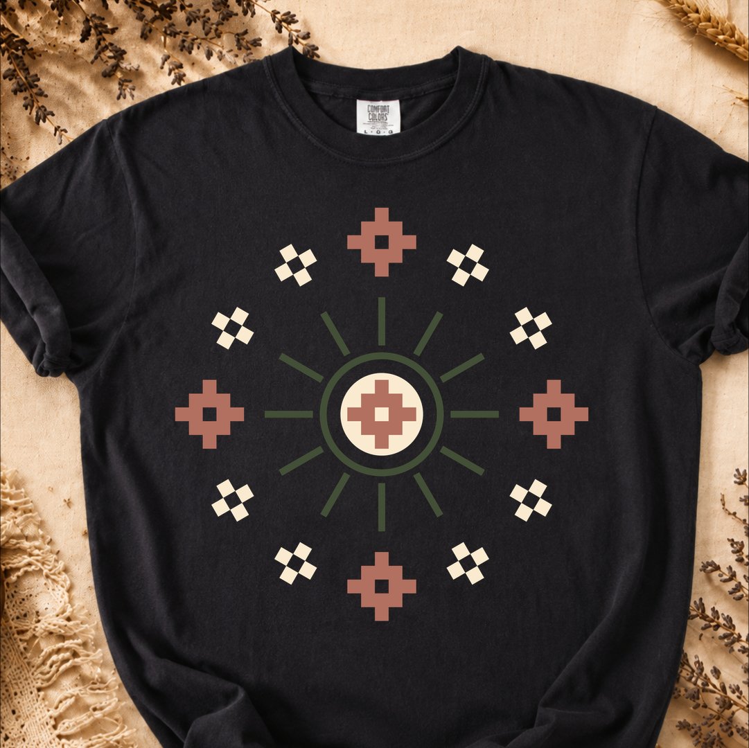 Circular Bloom, Ancient Symbols T-Shirt, Heavyweight