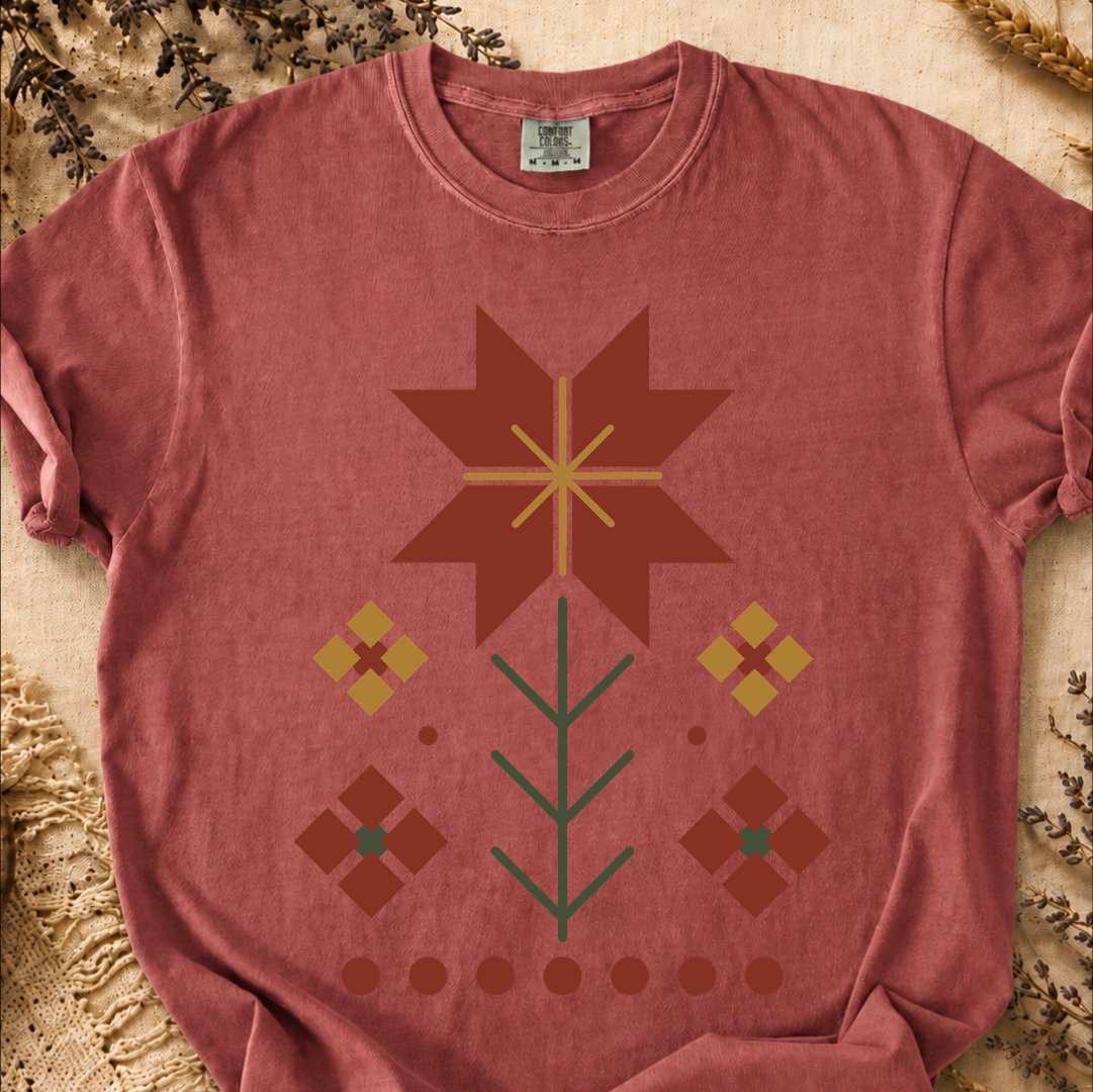 Floral Geometric Balance, Ancient Symbols T-Shirt, Heavyweight
