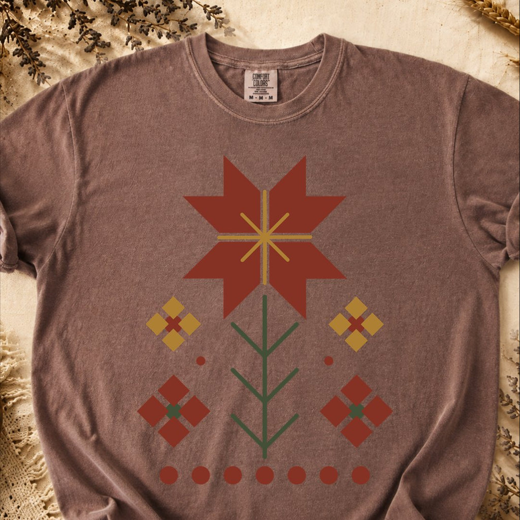 Floral Geometric Balance, Ancient Symbols T-Shirt, Heavyweight