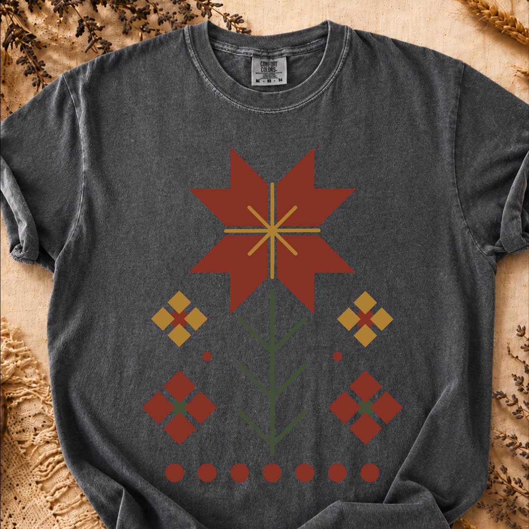 Floral Geometric Balance, Ancient Symbols T-Shirt, Heavyweight