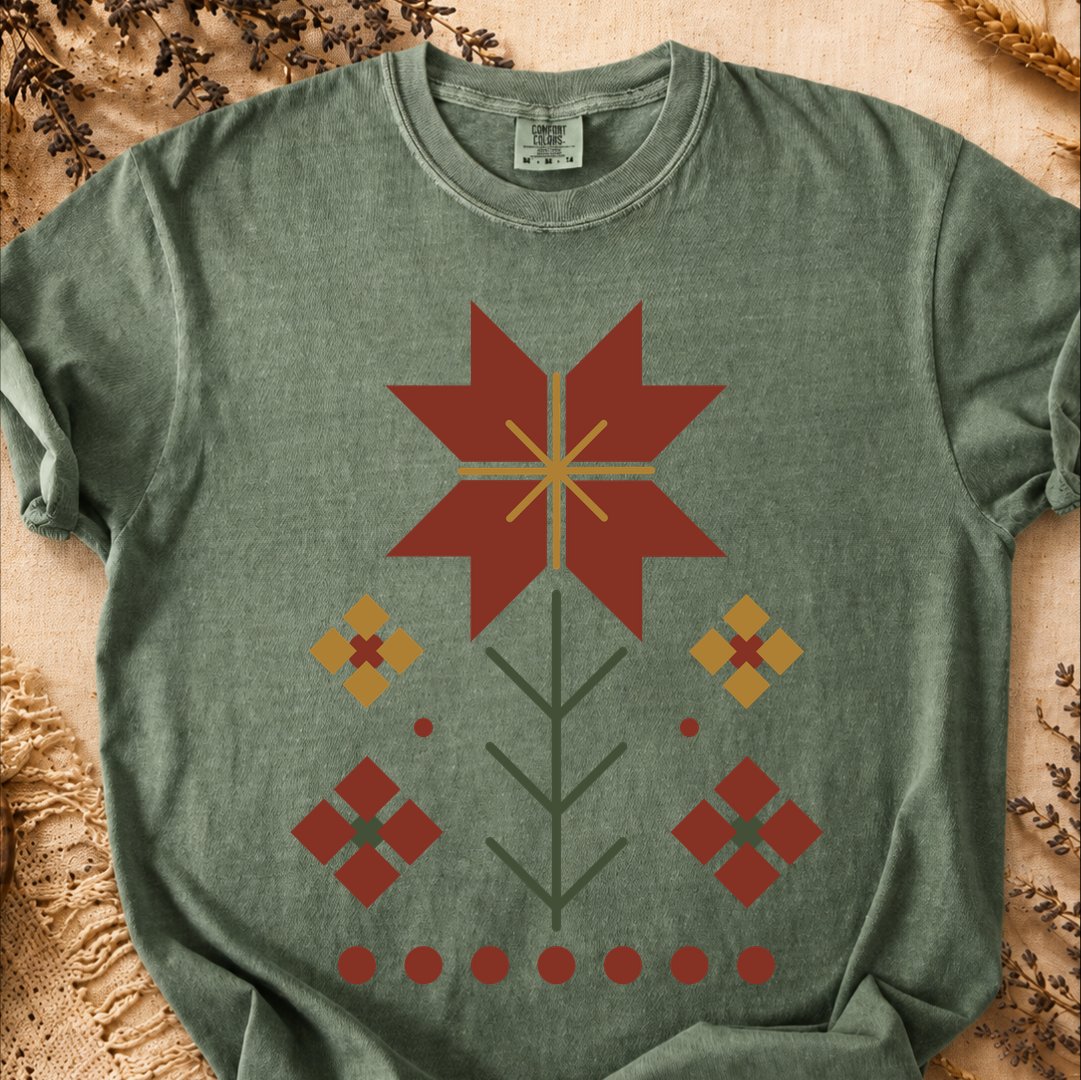 Floral Geometric Balance, Ancient Symbols T-Shirt, Heavyweight