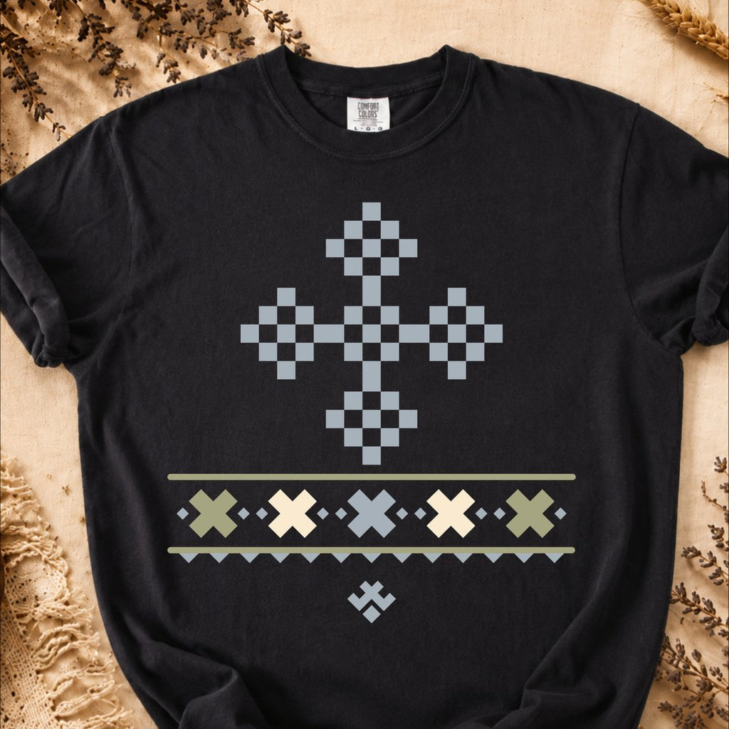 Frozen Divinity Pattern, Ancient Symbols T-Shirt, Heavyweight