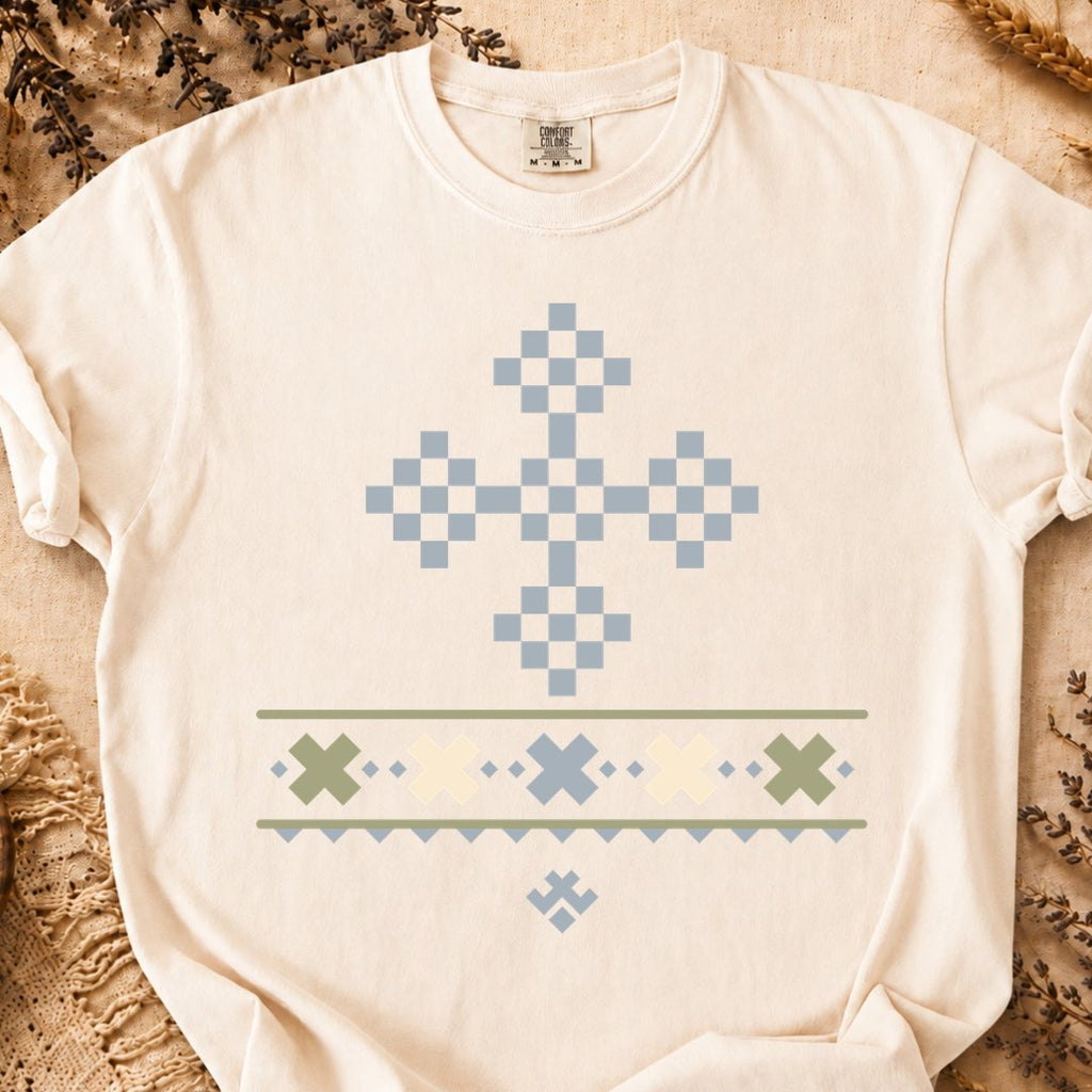 Frozen Divinity Pattern, Ancient Symbols T-Shirt, Heavyweight