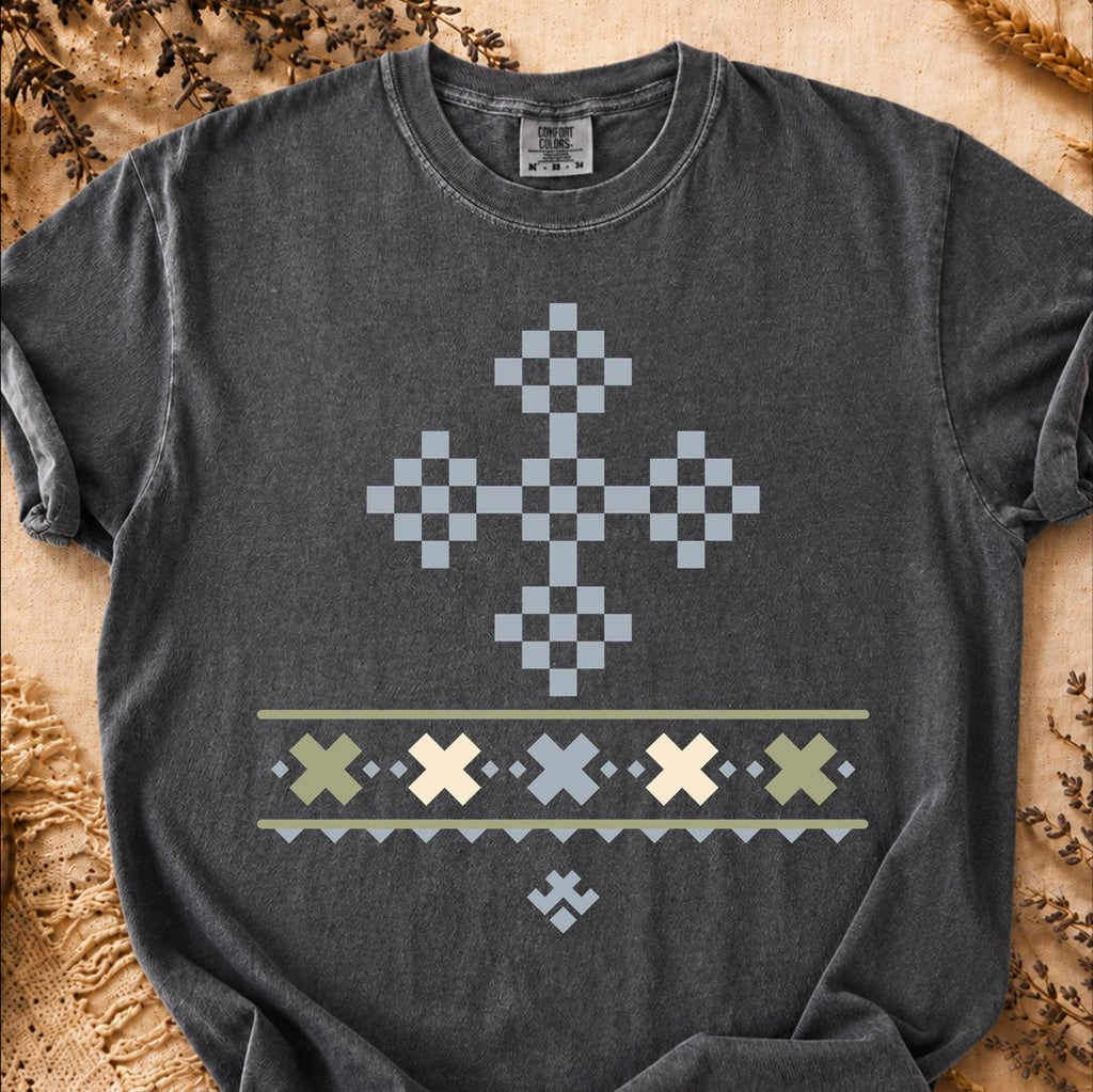Frozen Divinity Pattern, Ancient Symbols T-Shirt, Heavyweight