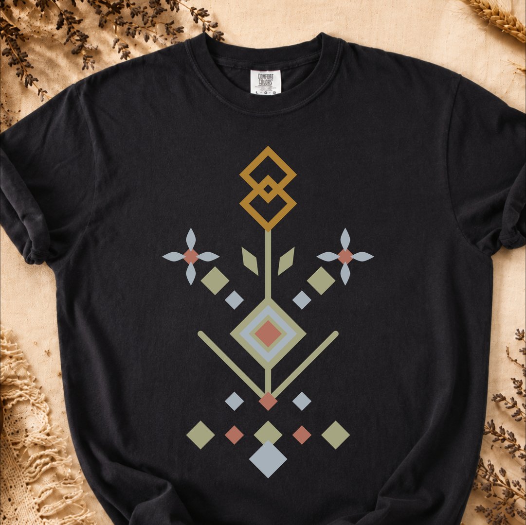 Geometric Frost Pattern, Ancient Symbols T-Shirt, Heavyweight