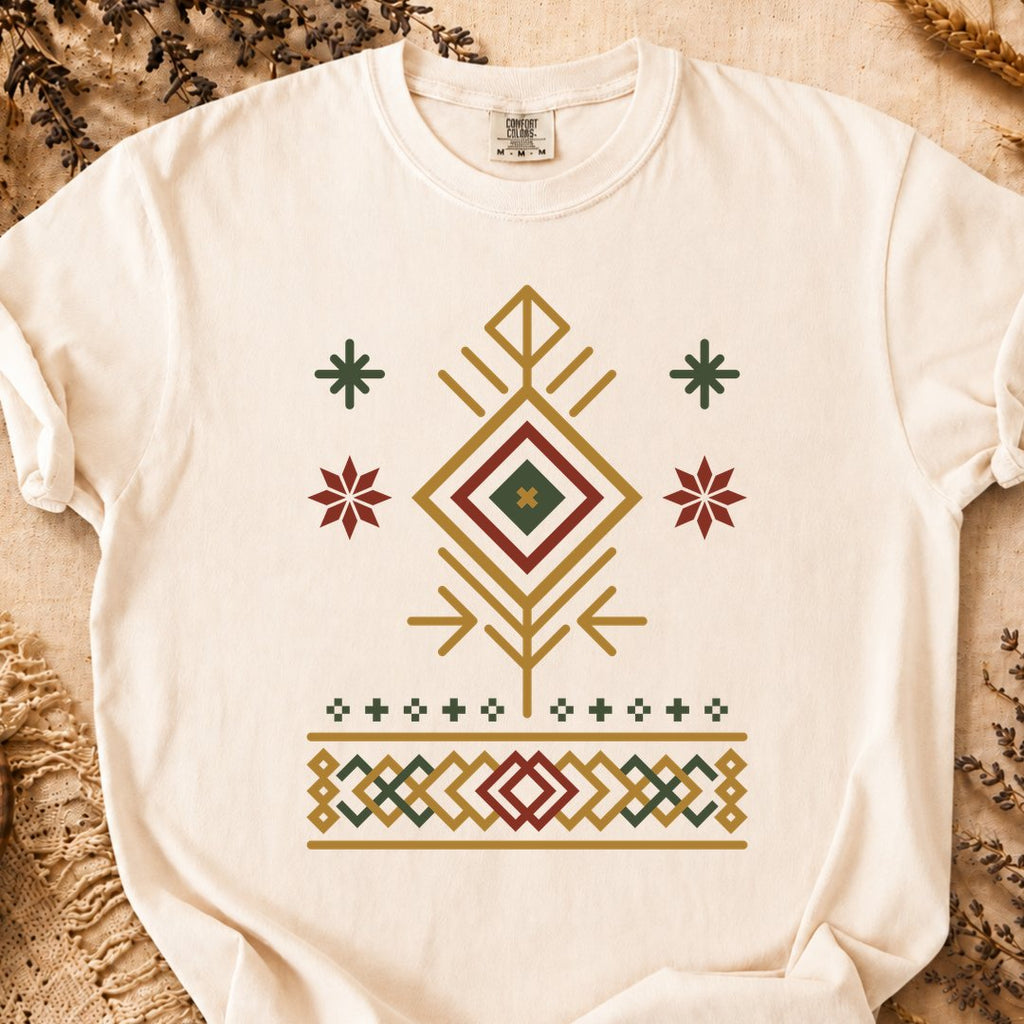 Illuminating Winter Pattern, Ancient Symbols T-Shirt, Heavyweight