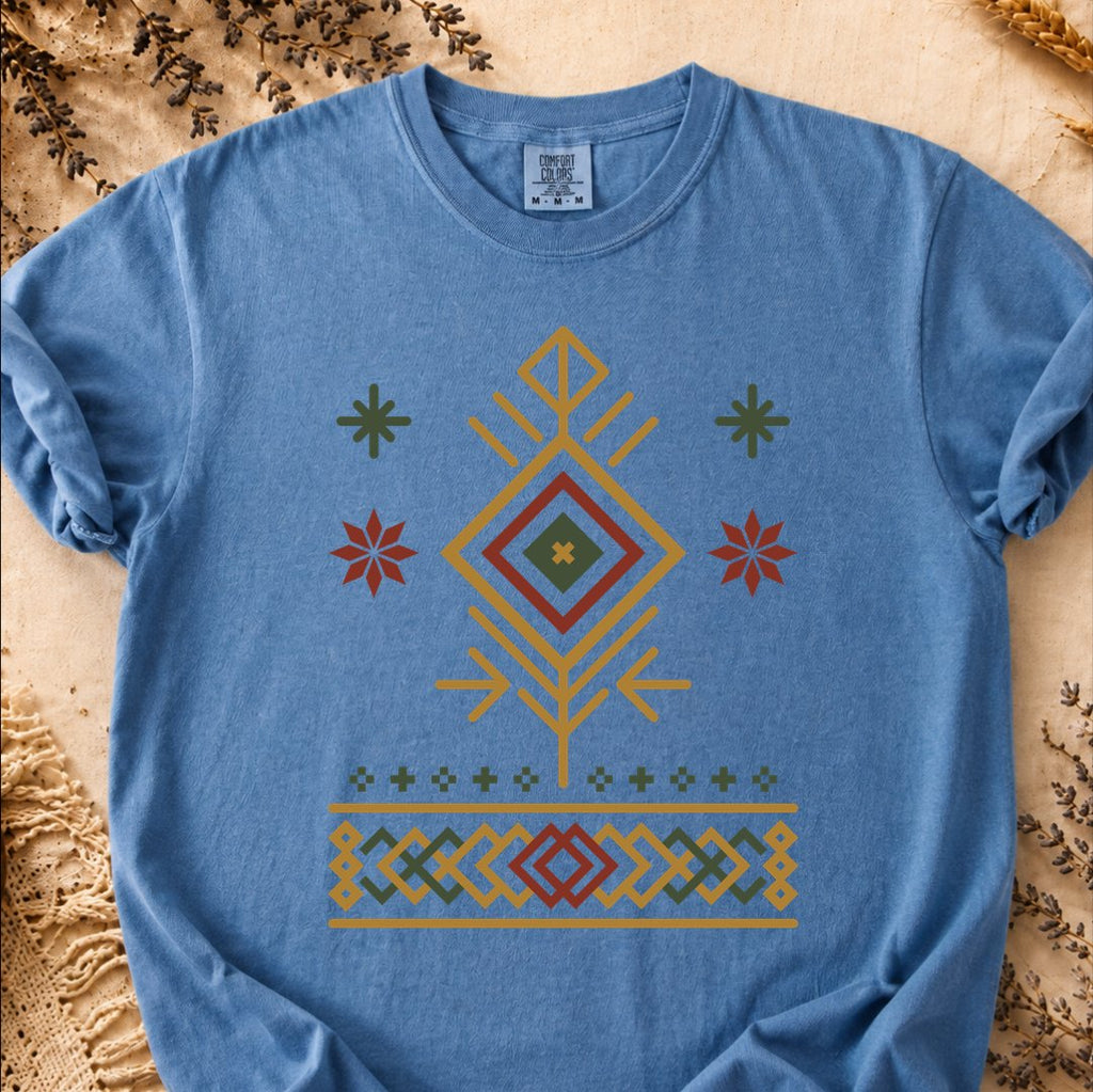 Illuminating Winter Pattern, Ancient Symbols T-Shirt, Heavyweight