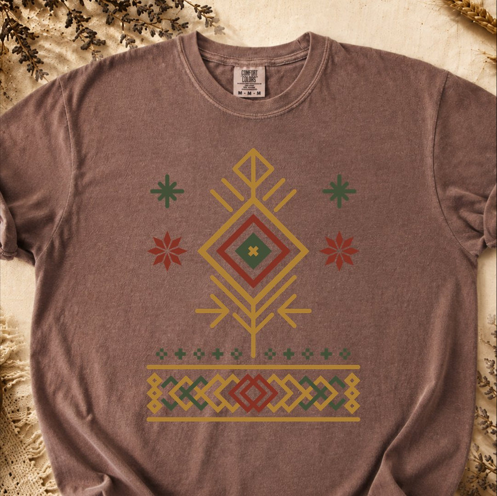 Illuminating Winter Pattern, Ancient Symbols T-Shirt, Heavyweight