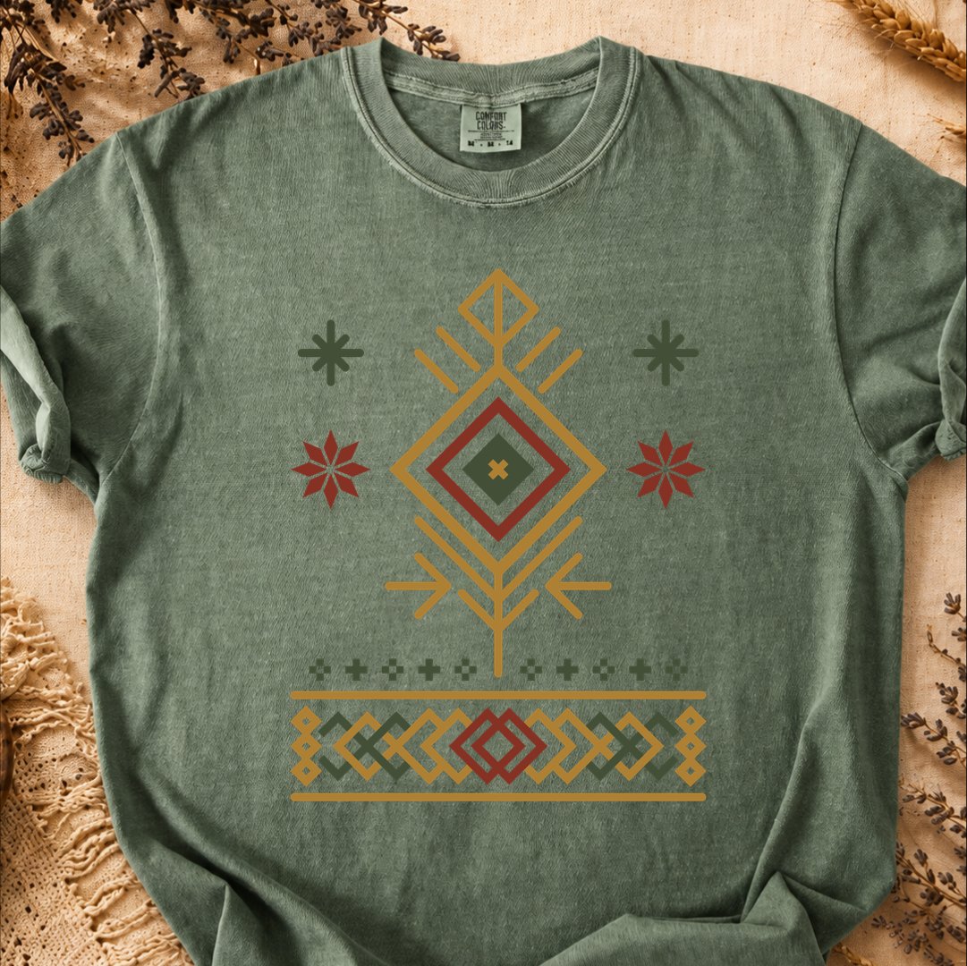 Illuminating Winter Pattern, Ancient Symbols T-Shirt, Heavyweight
