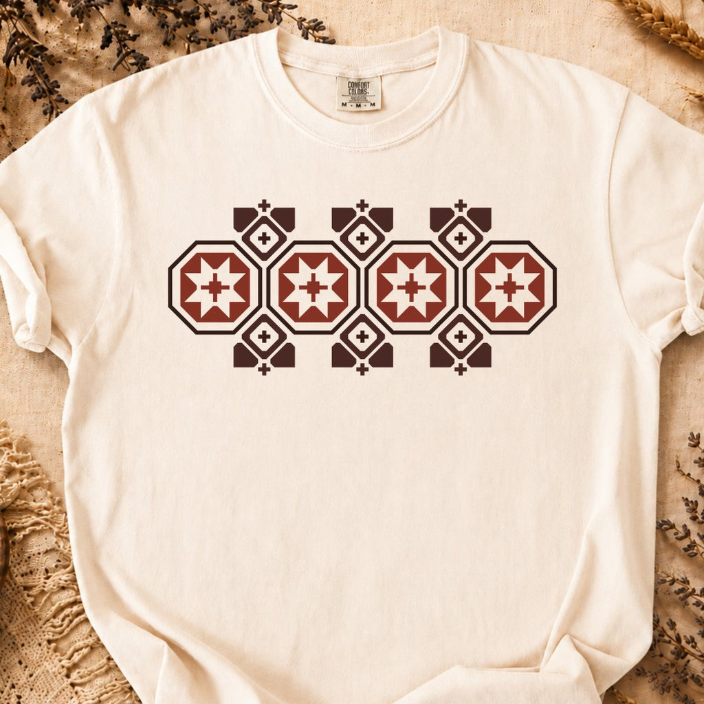 Red Talisman Pattern, Ancient Symbols T-Shirt, Heavyweight