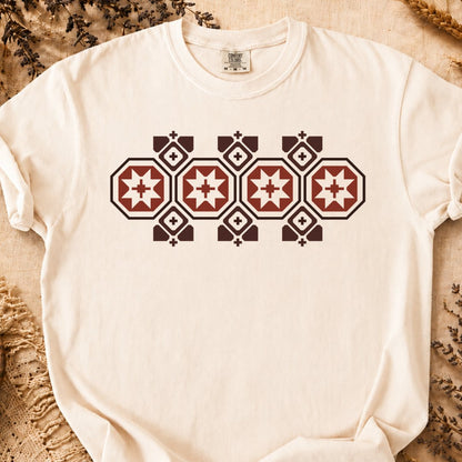 Red Talisman Pattern, Ancient Symbols T-Shirt, Heavyweight
