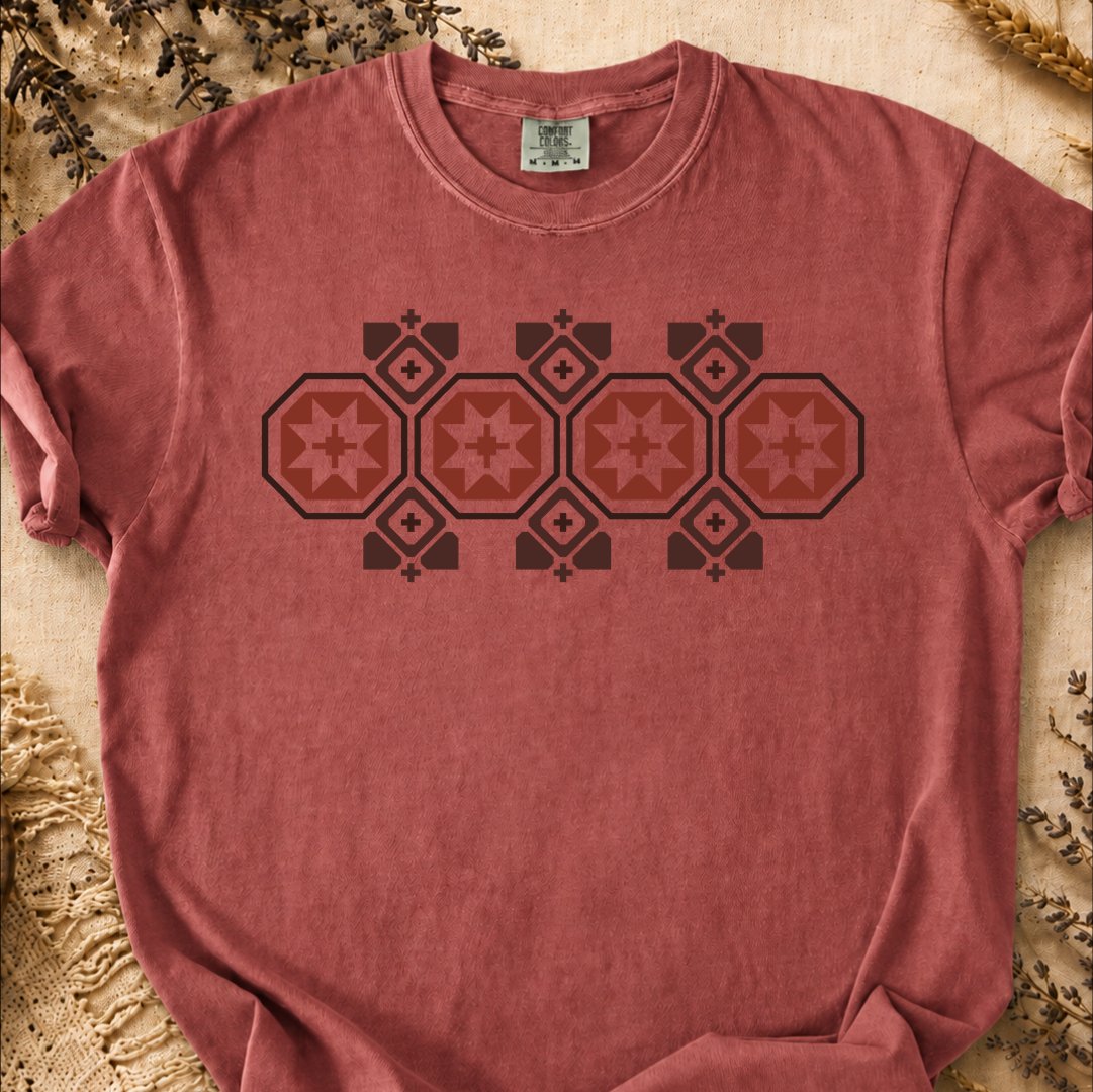 Red Talisman Pattern, Ancient Symbols T-Shirt, Heavyweight