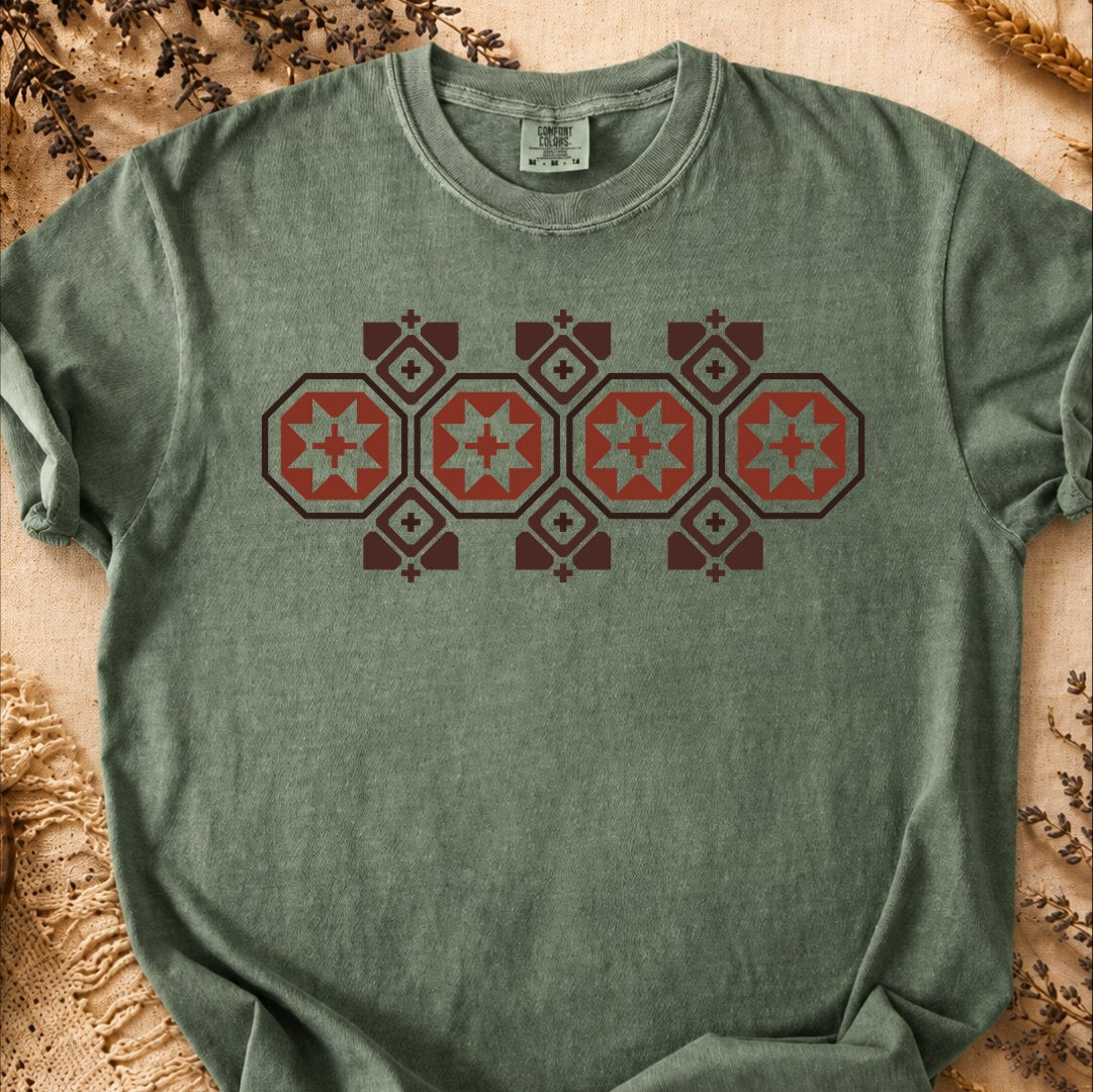 Red Talisman Pattern, Ancient Symbols T-Shirt, Heavyweight