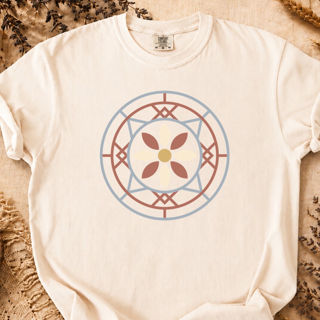 Sun Wheel Pattern, Ancient Symbols T-Shirt, Heavyweight