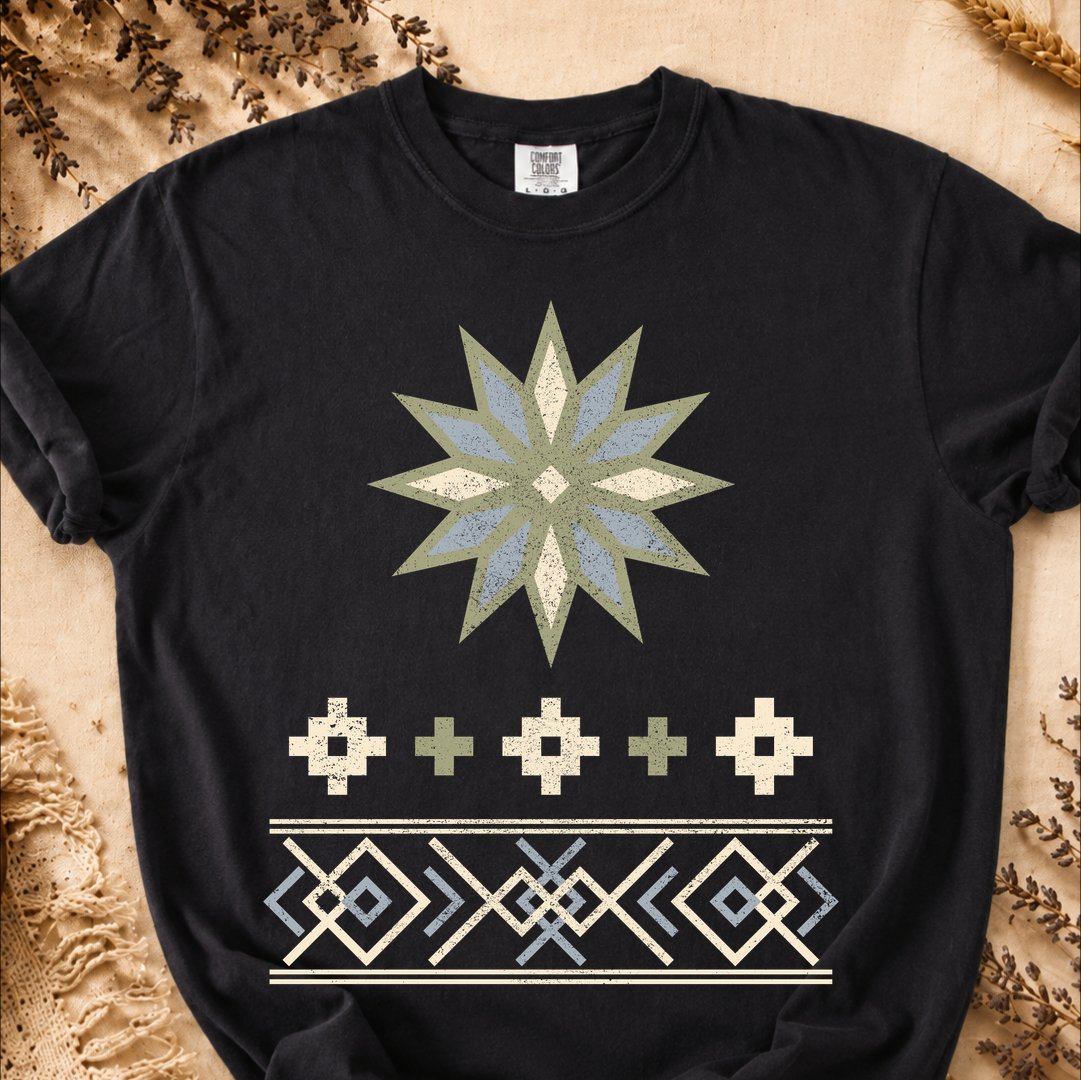 Winter Star Geometry, Ancient Symbols T-Shirt, Heavyweight