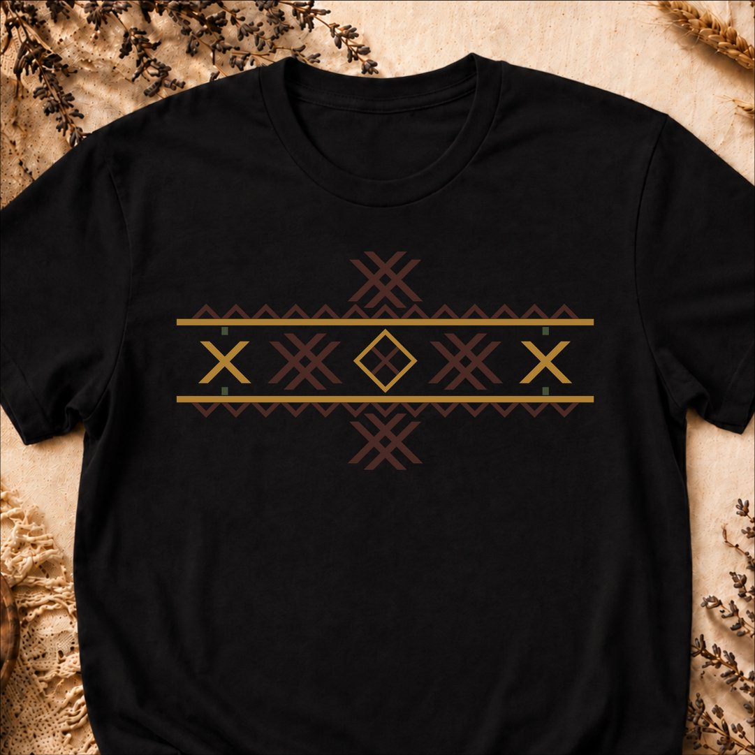 Wolf Fangs Motif, Ancient Symbols T-Shirt, Lightweight