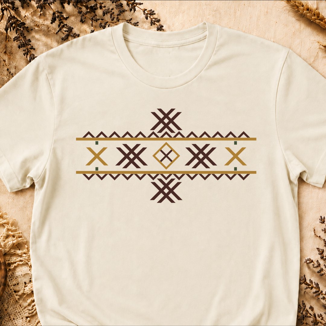Wolf Fangs Motif, Ancient Symbols T-Shirt, Lightweight