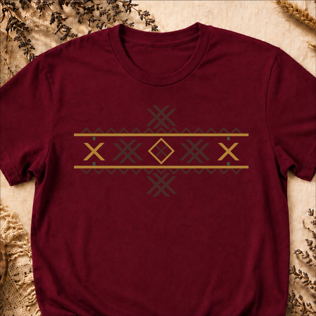 Wolf Fangs Motif, Ancient Symbols T-Shirt, Lightweight