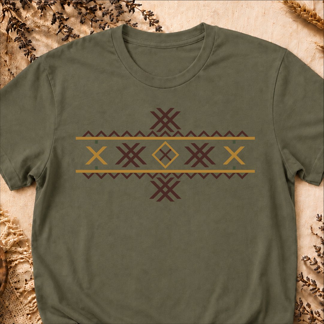 Wolf Fangs Motif, Ancient Symbols T-Shirt, Lightweight