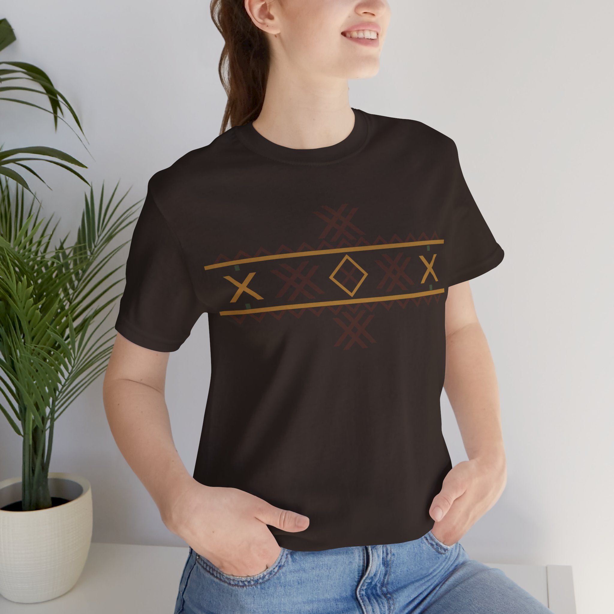 Wolf Fangs Motif, Ancient Symbols T-Shirt, Lightweight