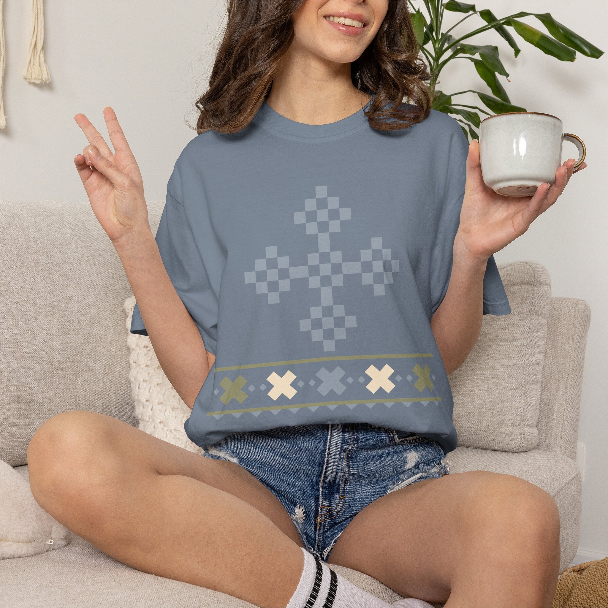 Frozen Divinity Pattern, Ancient Symbols T-Shirt, Heavyweight