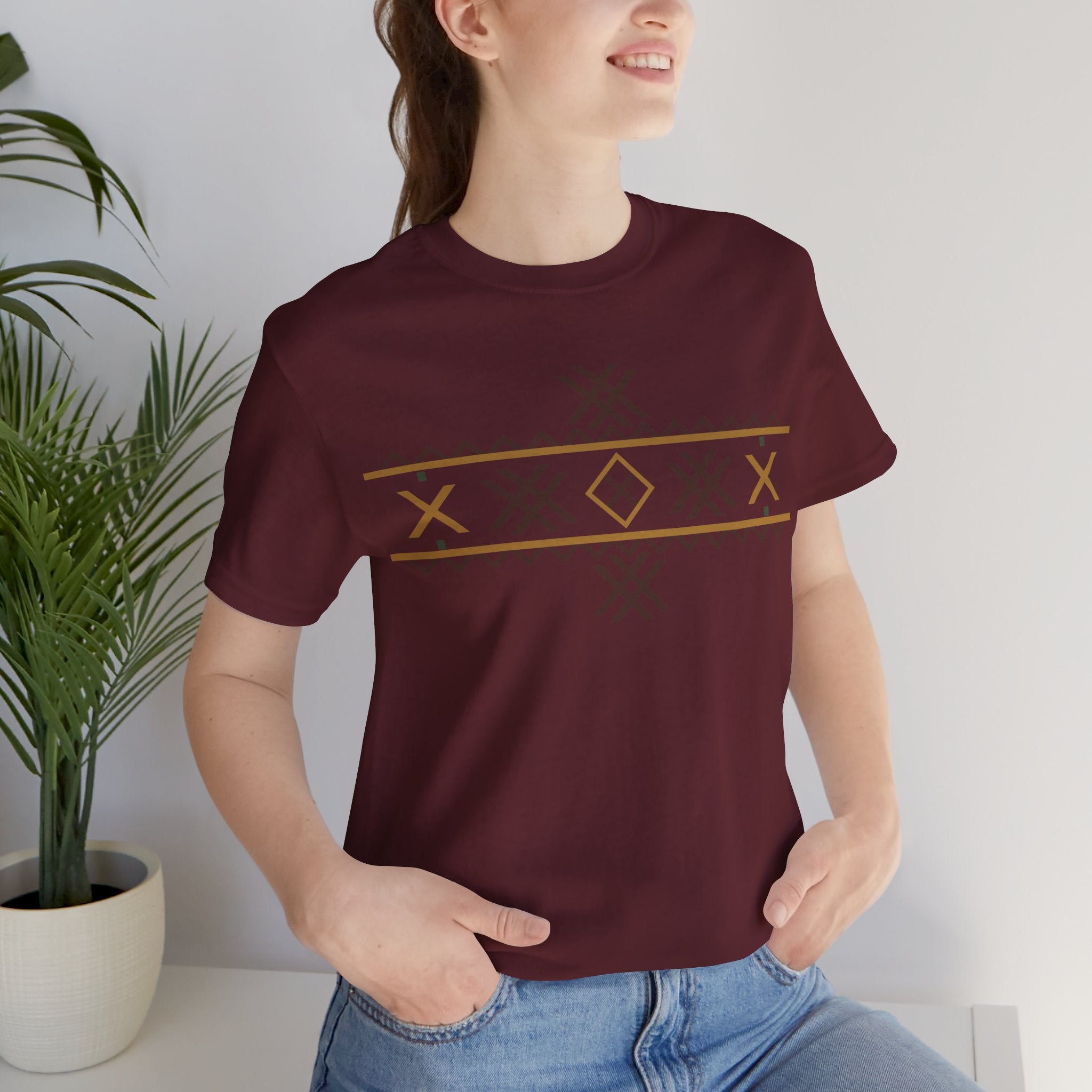 Wolf Fangs Motif, Ancient Symbols T-Shirt, Lightweight